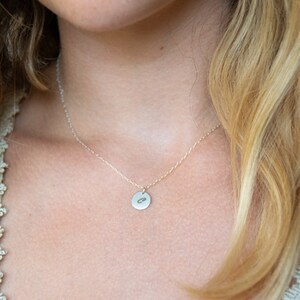 Tiny 10mm Silver Disc Necklace • 925 Sterling Silver • Initial Necklace • Initial Charm Necklace • Personalized Engraving