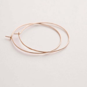 Large Rose Gold Hoop Earrings • 2 Inch Thin Hoop Earrings • 14K Rose Gold Filled • Threader Hoop Earrings