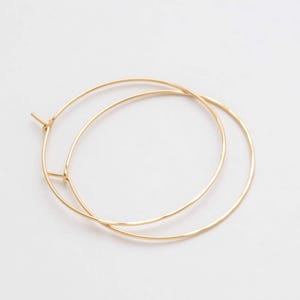 Classic Thin Hammered or Smooth Hoop Earrings • 14k Gold Filled Hoop Earrings • Nickel Free