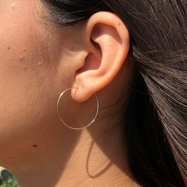 14k Gold Filled 1 Inch Skinny Hoop Earrings Tiny Gold Hoop Earrings Threader Hoop Earrings Minimalist Earrings
