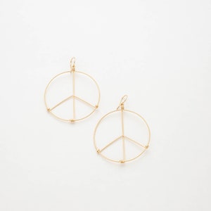 Peace Sign Earrings Handmade Gold Hoop Earrings or 925 Sterling Silver Hoops Peace Symbol Nickel Free Earrings Boho Earrings image 8