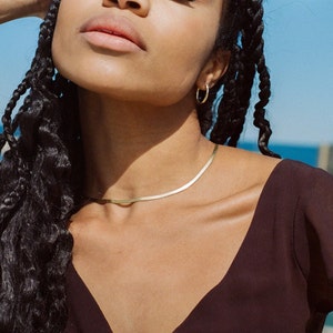 Gold Herringbone Snake Chain Necklace • 16 - 18 inch • Herringbone Chain • Herringbone Necklace • Layering Necklace • 18K Vermeil Necklace