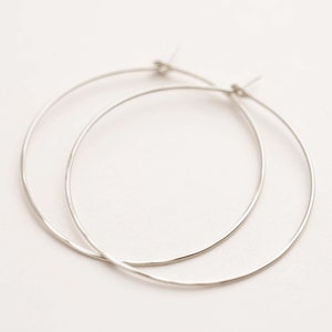 Classic Thin Hammered or Smooth • Solid 925 Sterling Silver Hoops Earrings • Nickel Free