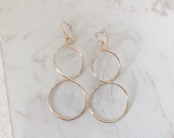 Infinity Earrings Handmade • Gold Hoop Earrings • 14K Gold Filled • Figure 8 Earrings • Endless Loop Earrings