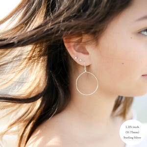Small to Extra Large Dangle Drop Hoop Earrings • Front Facing Hoop Earrings • 14k Gold Filled or Solid 925 Sterling Silver • Nickel Free afbeelding 9