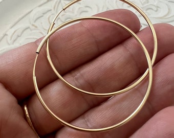 1.3MM Thick Endless Hoop Earrings • 14k Gold Filled • Continuous Hoop Earrings • Gold Hoop Earrings • Large Sleeper Hoop Earrings