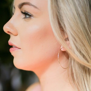 Small 14K Gold Filled Hoop Earrings • 1.5 Inch Skinny Hoop Earrings • 14K Gold Filled Threader Hoop Earrings • Minimalist Earrings