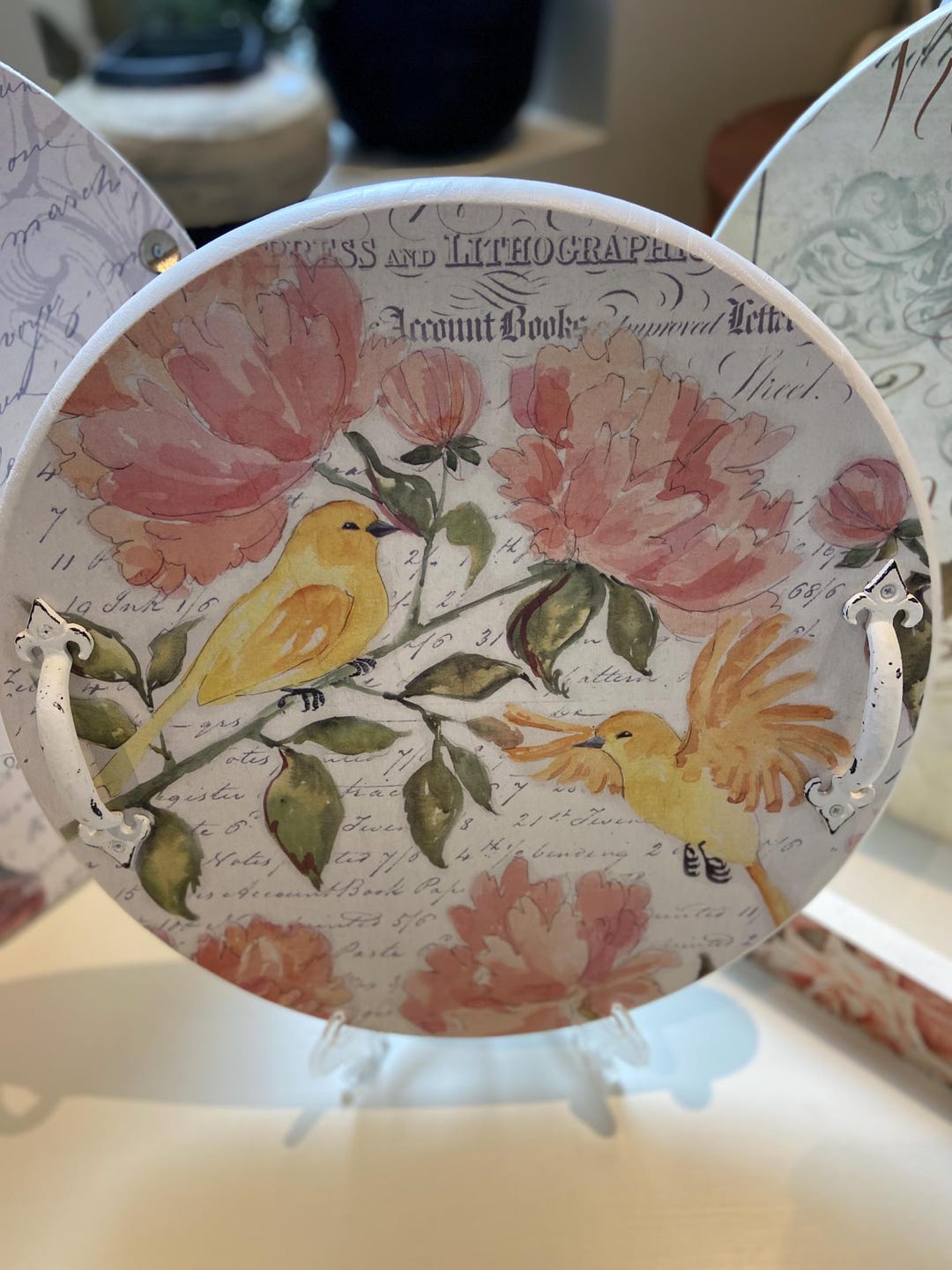Elegant Bird Themed Charcuterie Board With Distressed Metal Handles - Etsy