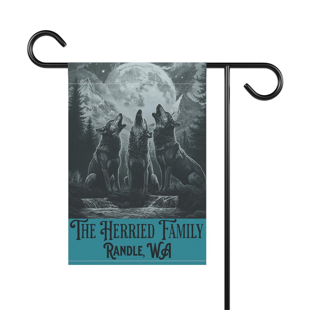 Custom Outdoor Garden Flag | Personalized Wolf Family Camping Banner ...