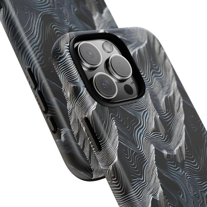 Funda para teléfono con mapa topográfico para iPhone 15 Pro Max con diseño de terreno montañoso (regalo) imagen 2