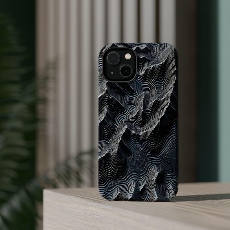 Topographic Map MagSafe Phone Case Gift | iPhone 15 Pro Max with Mountain Terrain Design image 4