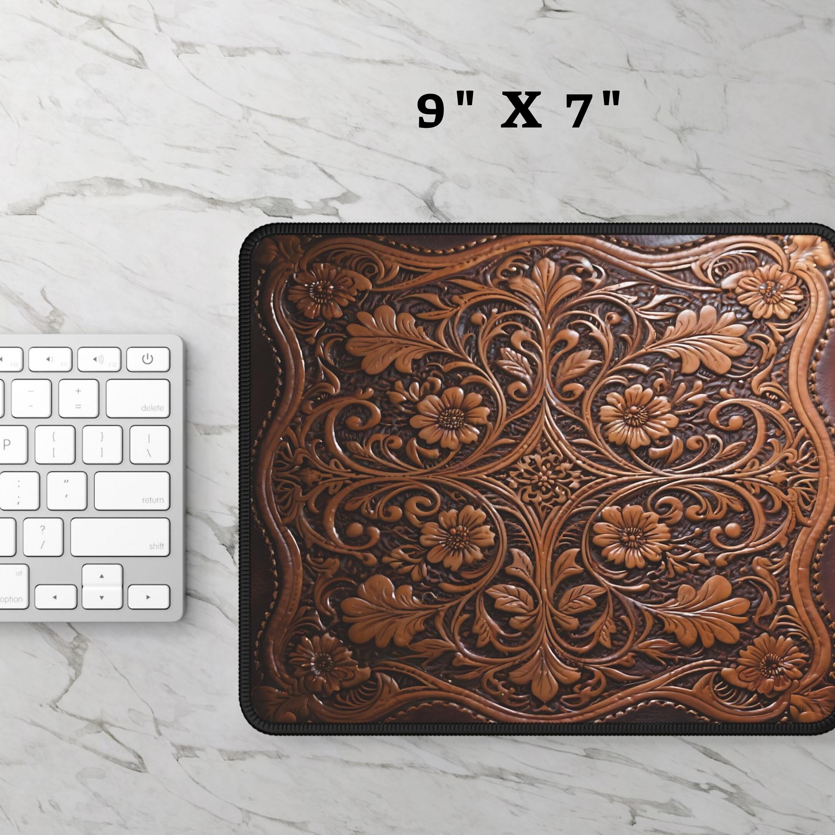 Western Design Desk Mat, Faux Leather Office Blotter - Etsy