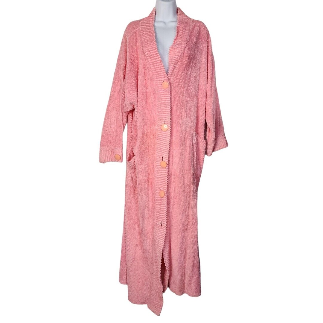 Vintage Chenille Long Robe Buttonfull Length XXL Cotton Stan Etsy