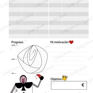 Tracker de ahorro con las cartas de la reina de corazones
