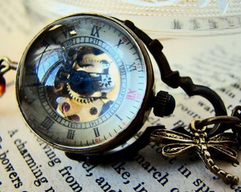 Temps Perdu Orb Watch Tassel Necklace - Steampunk Mechanical Watch Travel Long Necklace