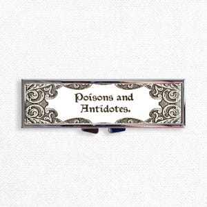 Vintage Poisons and Antidotes Cute Pill Box Case - Cute Medicine Container, Weekly 7 day Organizer, Vitamins Holder, Trinket Box