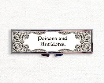 Vintage Poisons and Antidotes Cute Pill Box Case - Cute Medicine Container, Weekly 7 day Organizer, Vitamins Holder, Trinket Box