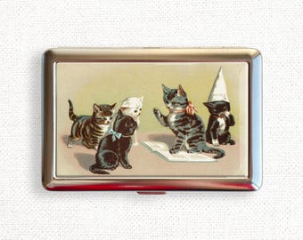 kitten cigarette case Vintage Dunce Cats Cigarette Case Little Kittens Cigarrette Holder Wallet