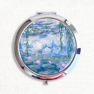 Claude Monet Water Lilies Compact Mirror OR Pill Box, Small Mirror, Pocket Mirror, Pill Case, Pill Organizer