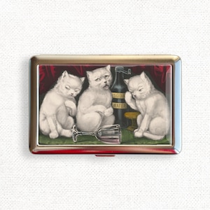 Three Jolly Kittens White Cats Cigarette Case Holder Wallet