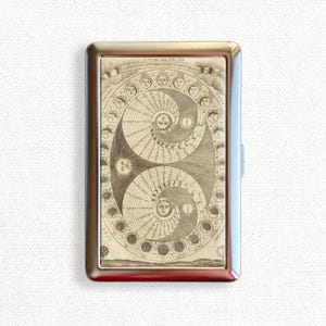 Astrologia Mappa medievale Volti della luna Porta sigarette Vintage Love Holder Portafoglio