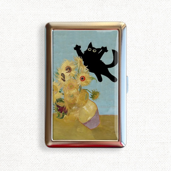 Van Gogh Girasoli Portasigarette Gatto Meme Parodia Porta