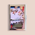 Japanese Cherry Blossoms Credit Card Holder Vintage Floral Flower Business Card Case Mini Card Wallet Gift