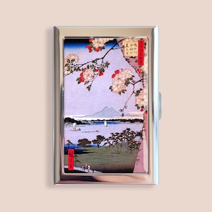 Japanese Cherry Blossoms Credit Card Holder Vintage Floral Flower Business Card Case Mini Card Wallet Gift
