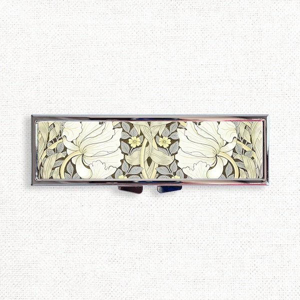 William Morris Art Nouveau Vintage Cute Pill Box Case - Cute Medicine Container, Weekly 7 day Organizer, Vitamins Holder, Trinket Box