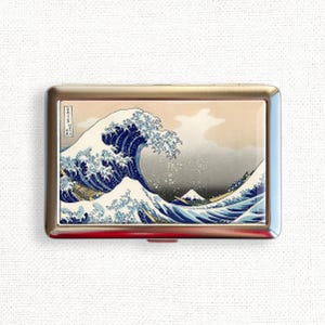 The Great Wave Off Kanagawa Cigarette Case Vintage Floral Flower Holder Wallet