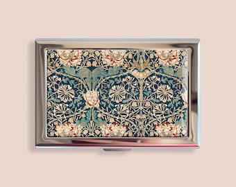 William Morris Honeysuckle Credit Card Holder Vintage Business Card Case Mini Card Wallet Gift