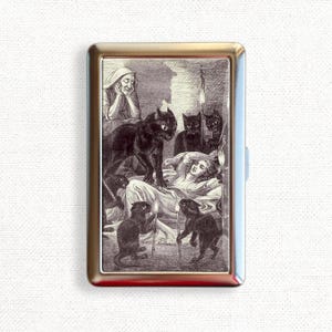 Black Cat Attack Cigarette Case Vintage Goth Dark Art Storybook Holder Wallet