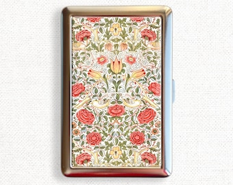 Vintage Victorian Jugendstil Art Nouveau Retro Pattern Cigarette Case Tudor Rose William Morris 1883 Antique Holder Wallet