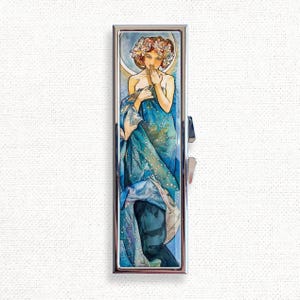 Boîte à pilules Clair de lune Clair de lune Alphonse Mucha - Joli récipient pour médicaments, organiseur hebdomadaire 7 jours, support pour vitamines, boîte à bijoux