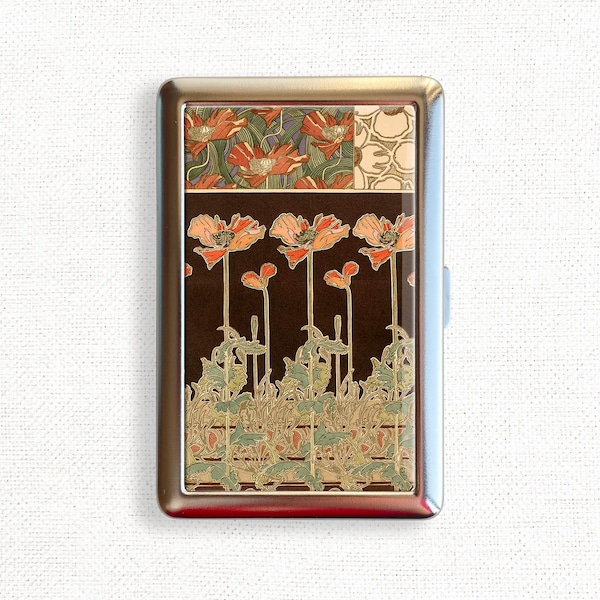William Morris Art Nouveau 100s Cigarette Case Vintage Floral Flower Holder Wallet