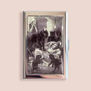 Schwarze Katze Angriff Kreditkartenhalter Vintage Visitenkartenetui Mini Karte Brieftasche Geschenk