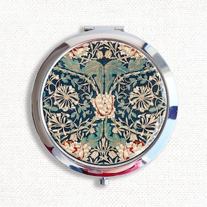 William Morris Vintage Floral Compact Mirror OR Pill Box, Small Mirror, Pocket Mirror, Pill Case, Pill Organizer