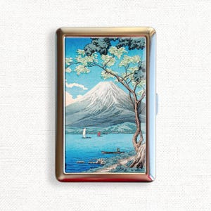 Berg Fuji vom Yamanaka-See Hiroaki Takahashi Japanische Kunst Zigarettenetui Vintage Blumenblumenhalter Brieftasche