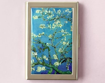Almond Blossom by Vincent van Gogh Credit Card Holder Vintage Floral Flower Business Card Case Mini Card Wallet Gift