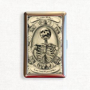 Memento Mori Goth Skeleton Skull Dark Art Death Dying Cigarette Case Vintage Floral Flower Holder Wallet