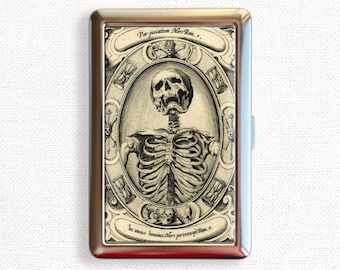 Memento Mori Cigarette Case Business Card ID Holder Wallet Goth