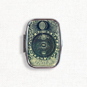 Occult Eye Tarot Small Pill Box Case - Cute Medicine Container, Vitamins Organizer, Gum Tic Tacs Mint Holder, Travel Size