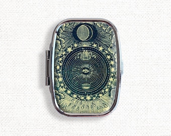 Occult Eye Tarot Small Pill Box Case - Cute Medicine Container, Vitamins Organizer, Gum Tic Tacs Mint Holder, Travel Size
