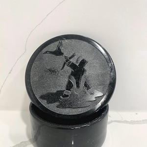 Vintage Inuitisk snidad tvålstens prydnadslåda | Indiansk | Unik | Stensniderier |