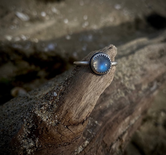 Sterling Silver Little Moonstone Crystal Stacker Ring