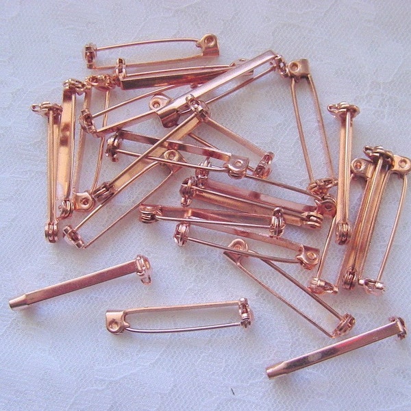 50 Pieces of Copper Pin Backs 1 Inch (25mm)