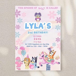 Descarga digital personalizada/editable de la fiesta de invitación de cumpleaños de Bluey