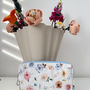 Floral Pencil Case / Makeup Bag – Soft Pastel Watercolor Flowers – Zipper Pouch for Stationery, Cosmetics, or Travel Essentials