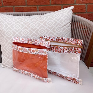 Handmade Clear Cosmetic Bag Organiser Quilted Makeup Bag Cosmetic Bag Floral Makeup Bag Travel Pouch Toiletry Bag Gift for Her Christmas