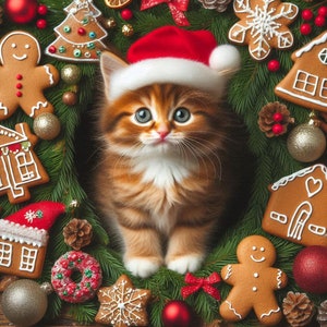 Christmas Portrait For Pet, Pet Portrait, Custom Pet Portrait, Funny Christmas Decor, Christmas Funny Wall Decor, Digital File Download